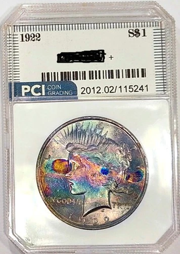 1922 Peace Dollar Gem BU ++ Stunning Monster Rainbow Color Toned