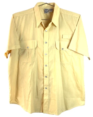 Haband Travelers Men's L Butter Yellow African Shirt Pearl Snaps Short Sleeves - Image 1 of 4
