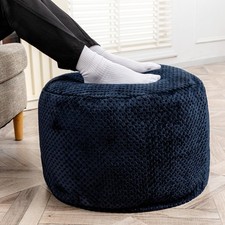 Poofieotto Ottoman Pouf, Living Room Ottoman,Round, 18x18x14 Inch Navy Blue