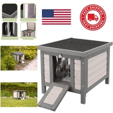 Cozy Cat House with Asphalt Roof and Elevated Floor for Outdoor Use and Security