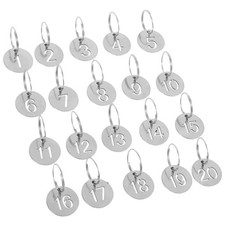 20 Sets Stainless Steel Commemorative Tag Numbered Key Rings Identifiers