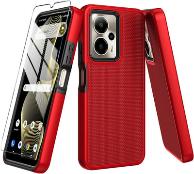 For Cricket Outlast 5G 2024/AT&T Motivate Pro 5G Case with Tempered Glass Red