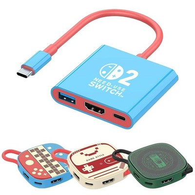 USB 3.0 Typ C  Docking Station für Nintendo Switch 2 4k 60Hz 5Gbps PD-100W 3in1