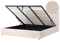 Polsterbett Beige Mit Bettkasten Lattenrost Hochklappbar 180X200 Cm Nanterre