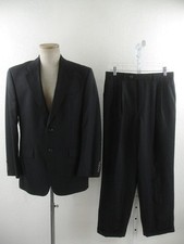 Men's 39R Chaps Ralph Lauren Black Pinstripe Wool Cashmere 2-Pc Suit Pants Pleat