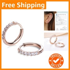 All-Day Wear Huggie Hoop Earrings, Hypoallergenic Surgical Steel, AAAAA Zirconia