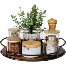 Lazy Susan Turntable Organizer Wooden for Kitchen Cabinet Pantry Countertop