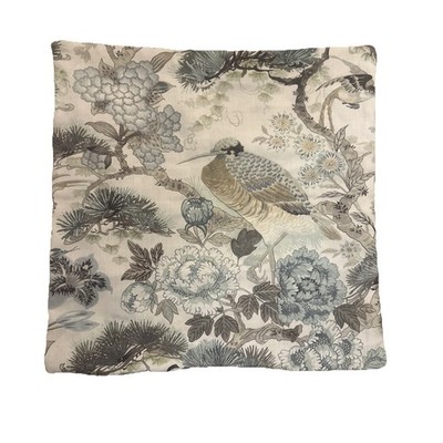 William Sonoma home Scalamandré Shen Yang pillow cover linen tan blue $349
