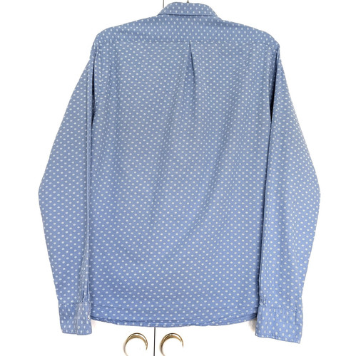 Camisa Scotch & Soda Vacanza Mancha Azul y Blanca Manga Larga Calce Ajustado Para Hombre Talla M - Imagen 10 de 15