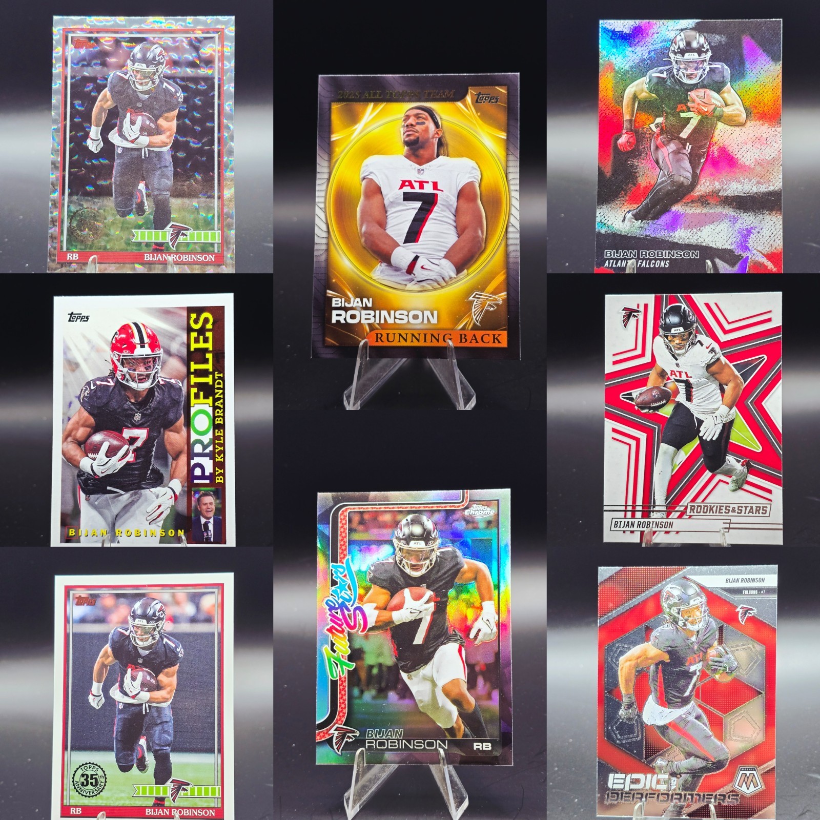 Bijan Robinson 2025-26 Panini Topps 8 Card Lot All Different ATL Crackle Foil