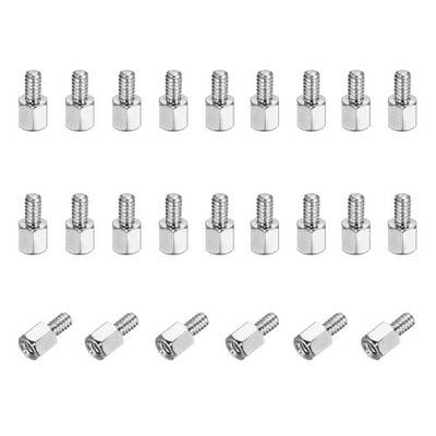 24 Pcs 4-40x5mm+5mm Nickel Plated Copper Male-Female Hex Standoff, Silver