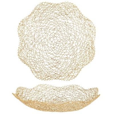 Large Gold Decorative Vegetable Fruit Bowl Basket for Kitchen Counter Table