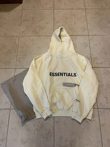 Felpa con cappuccio Fear Of God FOG Essentials Cream taglia small nuova