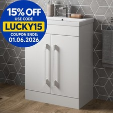 Freestanding Vanity Unit Bathroom Cabinet Furniture Basin Gloss 600mm White