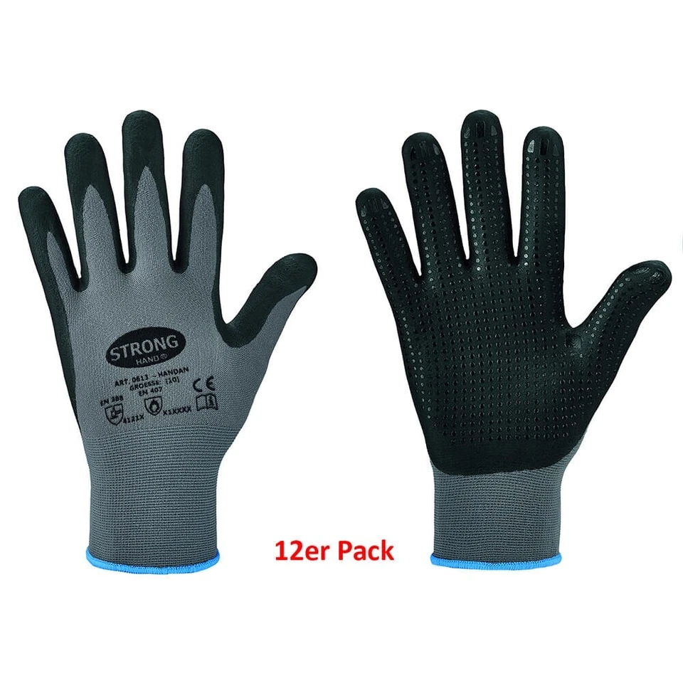 Stronghand 12er Set Feinstrick Handschuh HANDAN Noppen 0613 Arbeitshandschuh