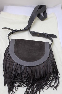 NWT ~ Frye Ray Fringe Saddlebag Suede/Leather Crossbody Bag