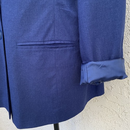 Chadwick's Of Boston Linen Blend Size 14 Navy Blue Blazer Pockets Lined - Picture 5 of 20