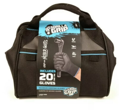 20-Pair Grease Monkey Gorilla Grip Gloves, Large - with BONUS Tool Bag!
