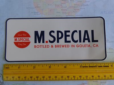 BEER Collectible STICKER ~^~ M SPECIAL Brew Co ~ Brewed in Goleta, CALIFORNIA