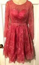 MAY QUEEN COUTURE Beads, Rhinestones & Lace Hot Pink 2Pc Gown/Dress ~ Sz 2 ~ NWT