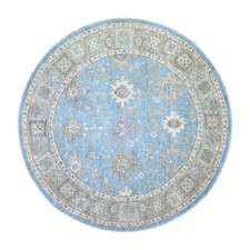 8' x 8' Blue Mahal Design Hand Knotted Pure Wool Round Oriental Rug R74681