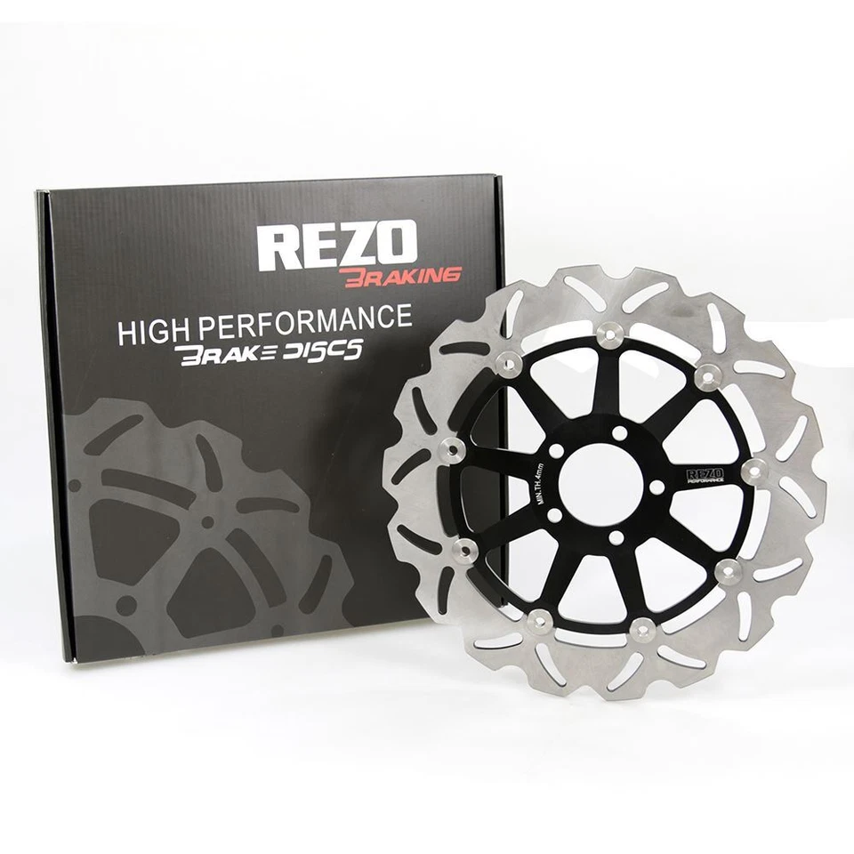 Par de discos de rotor de freio dianteiro ondulado Rezo para Kawasaki ZX-9R Ninja 98-99 - Imagem 2 de 4