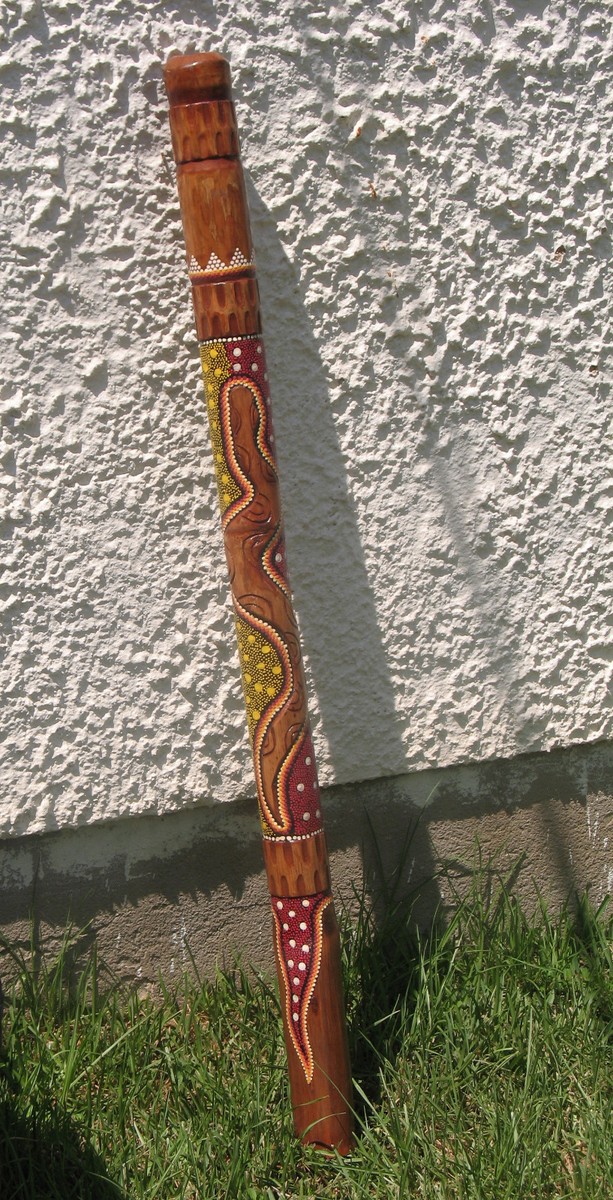 SHIPS FREE! +BAG! ABORIGINAL DIGERIDOO SNAKE HANDCARVED DOT