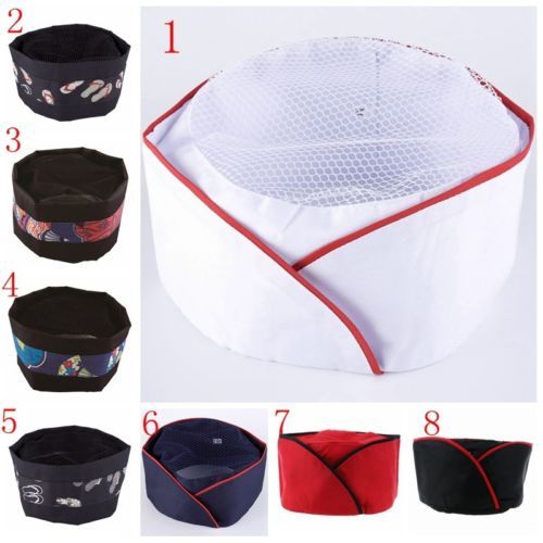 Japanese SUSHI Chef Hat ITAMAE Mesh Cap Beret Cook Kitchen Waiter Bar Breathable