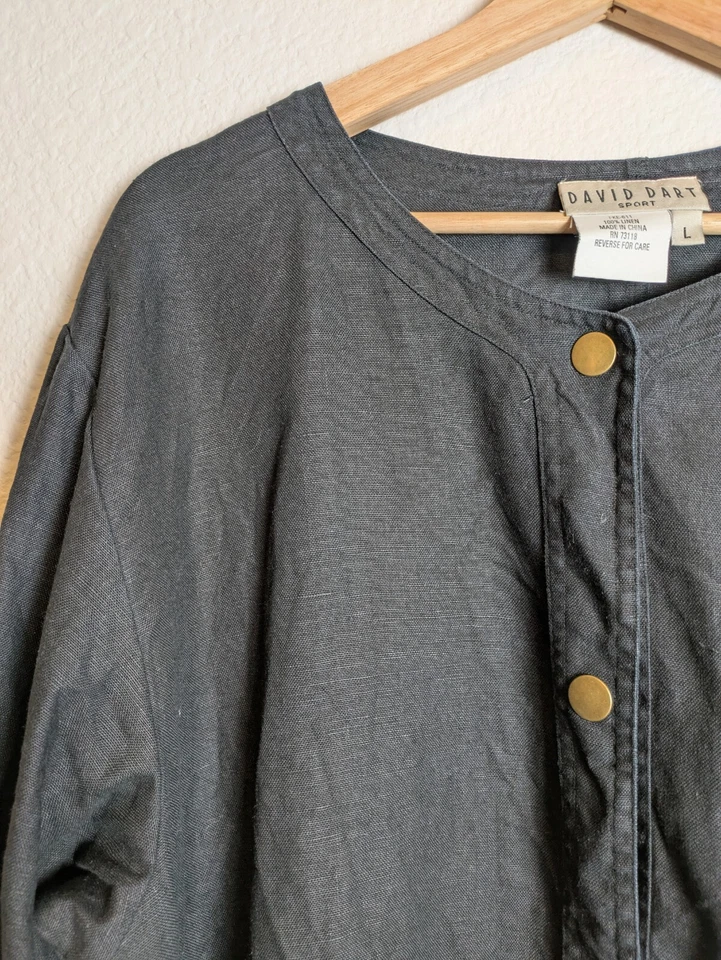 Chaqueta David Dart Sport 100 % lino negra talla grande Foto 3 de 4