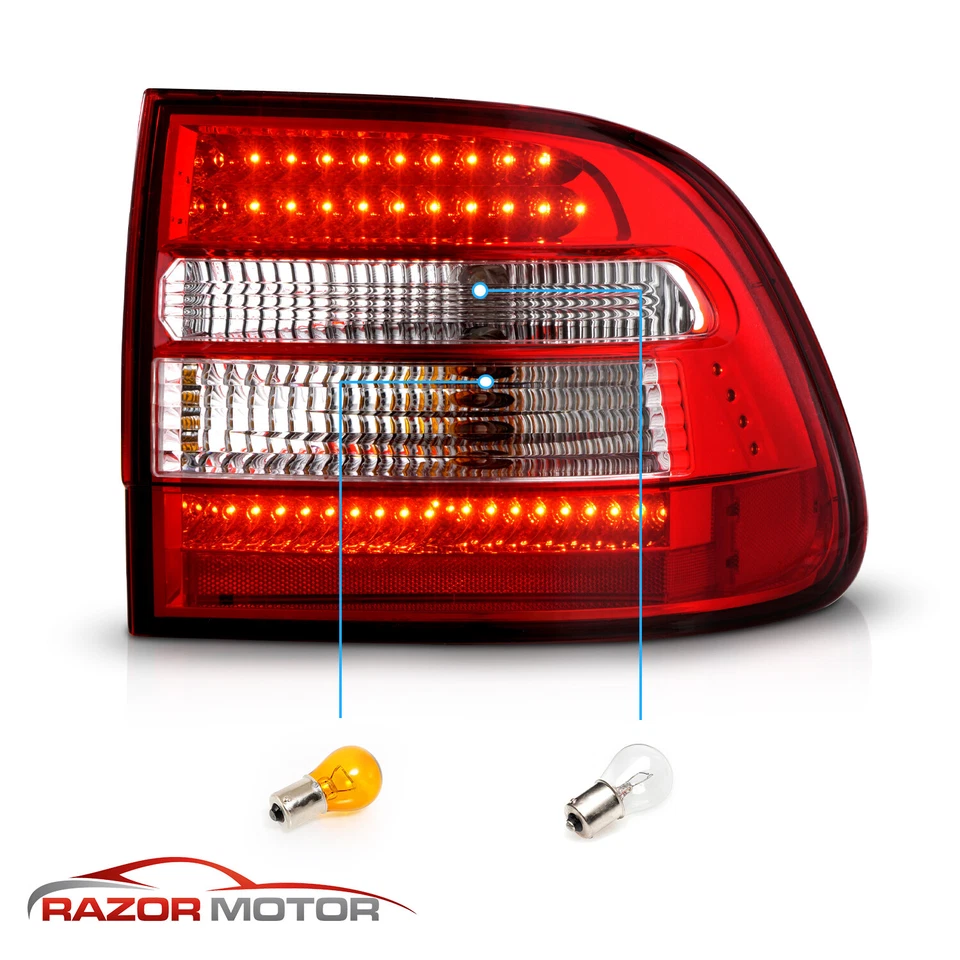 Par de luces traseras de freno LED rojas transparentes para Porsche Cayenne SUV 2003 2004 2005 2006 Foto 4 de 4