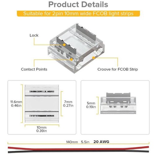 2/3/4pin LED Strip Corner Connector for COB fob Single Color RGB CCT Strip light - Imagen 14 de 23