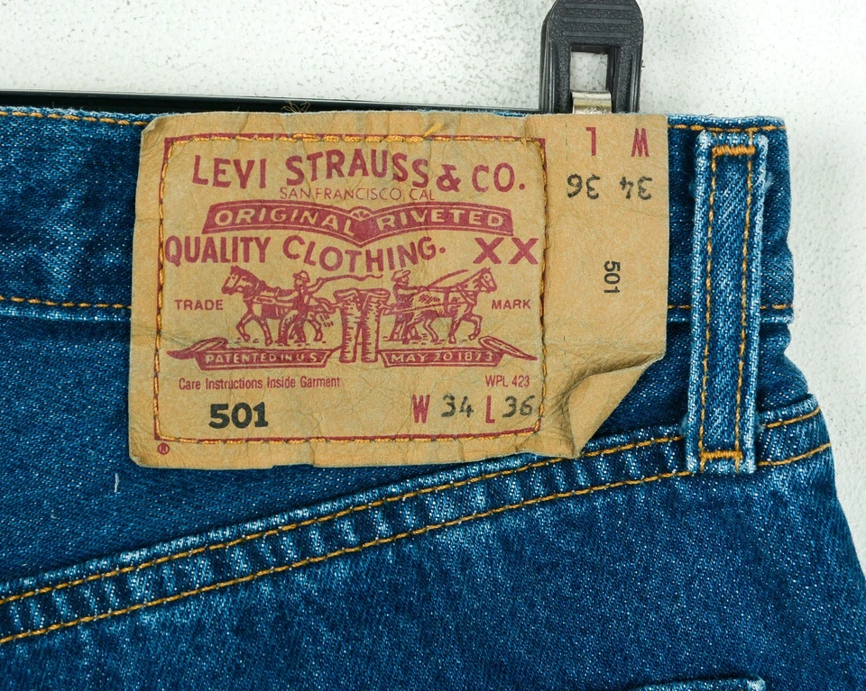 Levi's 501 vintage Hombre W34 L36 Regulares Recta Vaquero Hecho En Sudáfrica - Imagen 4 de 4