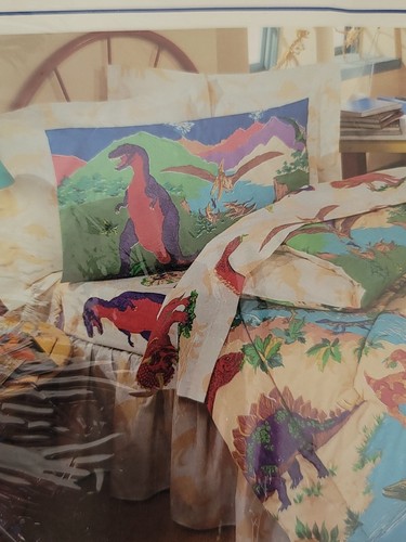 Juego de sábanas gemelas primarias de dinosaurio Springmaid para niños selladas de colección NUEVO NOS - Imagen 3 de 8