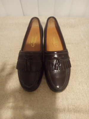 French Shriner Mens Brown Leather Loafers With Tassels Size 