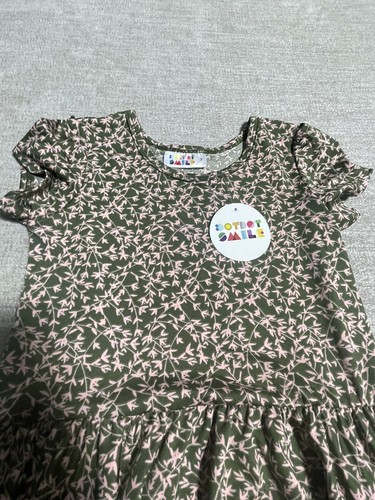 Dot Dot Smile Dress Girl’s Size 7 Green Short Sleeve Floral Graphics - Picture 2 of 11