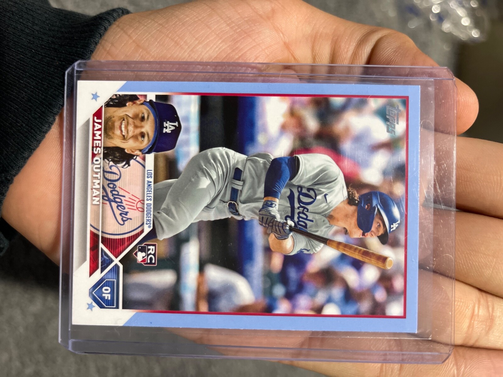 2023 Topps Series 2 James Outman 395 Rookie, Father's Day Blue #'d 40/50 SSP