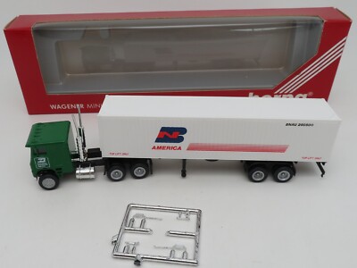 HERPA HO 1/87 US TRUCK FREIGHTLINER 40FT TRAILER CONTAINER AMERICA BNAU #854006