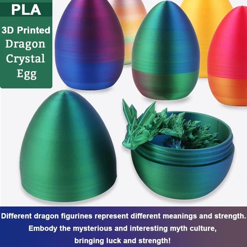 3D Printed Articulated Crystal Dragon Egg Flexible Mystery Dragon Toys Gift - Picture 6 of 6