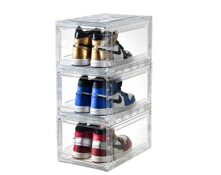 Magnetic Shoe Box Acrylic Storage Boxes Clear Front Open Sneaker Organizer - Image 4 of 4