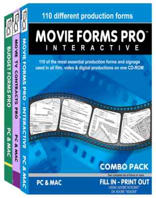 Movie Forms Pro COMBO MFP interactive, BUDGET Forms Pro, Movie & TV Contracts FS