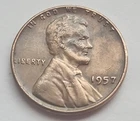 1957 Lincoln Wheat Penny 1C BN One Cent Coin Circulated But Nice FREE SHI P769