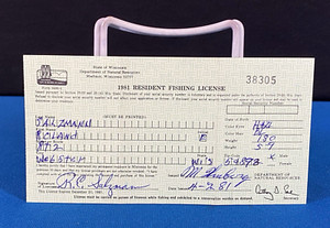 1981 Wisconsin Resident VTG Fishing License Webster WI Lt#36