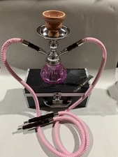 INHALE®️10 INCH 2 HOSE AVALANCHE  SMALL PUMPKIN HOOKAH IN A HARD SUITCASE(PINK)