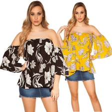Women's Floral Print Blouse Shirt Top Gypsy Off Shoulder 1171