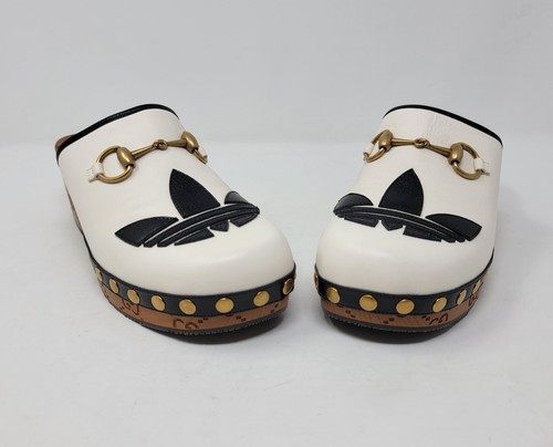 Gucci X Adidas Women’s Horsebit Accent Leather Off White Clogs Size 37 EU 7 US - Picture 5 of 16