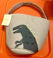 Pottery Barn Kids Quilted Treat Basket Dinosaur Easter Halloween 12 in. Wide