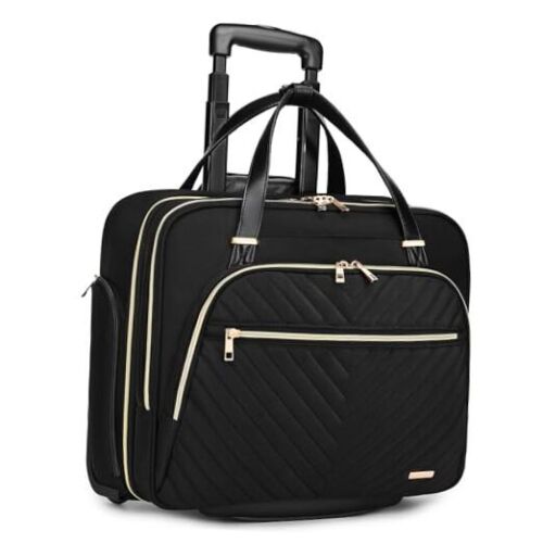 Rolling Laptop Bag for Women with Wheels, Rolling 15.6” Computer Briefcase  - Picture 1 of 7