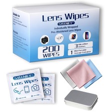 200 Count Lens Wipes for Eyeglasses and 3 pcs Microfiber Cleaning Cloth
