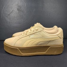 Puma Women's Suede Platform Sneakers 384614-05 Beige Sz 8.5