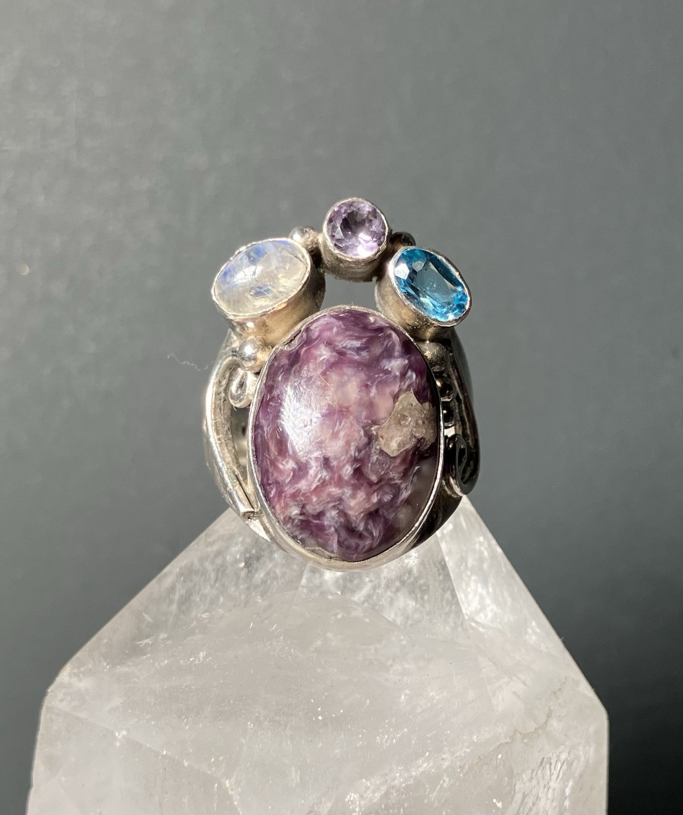 Sterling Silver Charoite Statement Ring Size 7.5 … - image 12